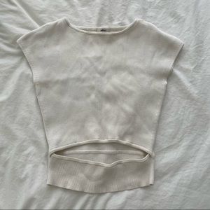 wilfred white front cut-out crop tank top (size s)